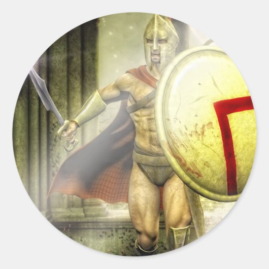spartaanindringer ronde sticker (Voorkant)