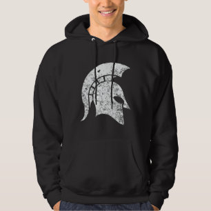 Spartaans hoofd met drukknop (wit) hoodie
