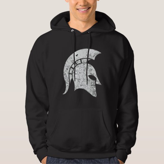 Spartaans hoofd met drukknop (wit) hoodie (Voorkant)