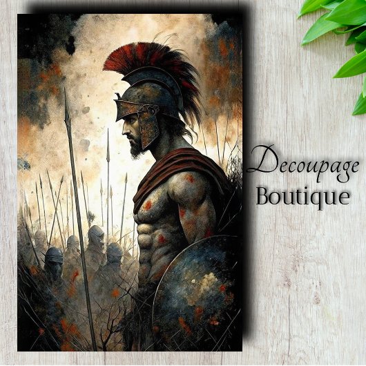 Spartaans krijgersprofiel découpage tissuepapier