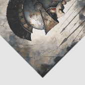 Spartaans Oorlogstenen Helm Strijd Scene Decoupage Tissuepapier (Detail)