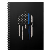Spartaanse helm blauwe lijn vlag notitieboek (Voorkant)