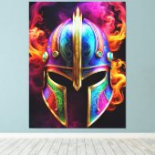 Spartaanse helm canvas Print (Insitu (Houten vloer))