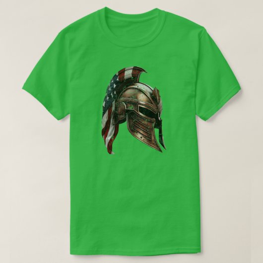Spartaanse helm met een Amerikaanse vlag T-shirt (Design voorkant)