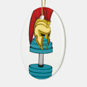 Spartaanse helm op de dommel keramisch ornament (Links)