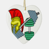 Spartaanse helm op gym-apparatuur keramisch ornament (Rechts)