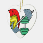 Spartaanse helm op gym-apparatuur keramisch ornament (Links)