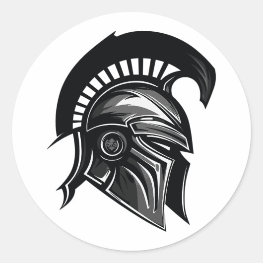 Spartaanse krijger helm minimalist ronde sticker (Voorkant)