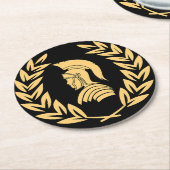 Spartaanse krijger met lauwerkrans ronde kartonnen onderzetter (Gebogen)