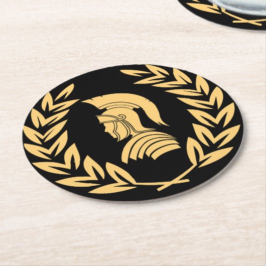 Spartaanse krijger met lauwerkrans ronde kartonnen onderzetter (Gebogen)