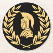 Spartaanse krijger met lauwerkrans ronde kartonnen onderzetter (Voorkant)