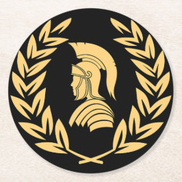 Spartaanse krijger met lauwerkrans ronde kartonnen onderzetter