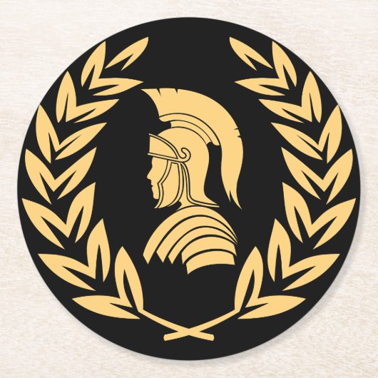 Spartaanse krijger met lauwerkrans ronde kartonnen onderzetter (Voorkant)