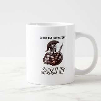 Spartaanse krijger motivatie "Verdien het" Inkt sc Grote Koffiekop