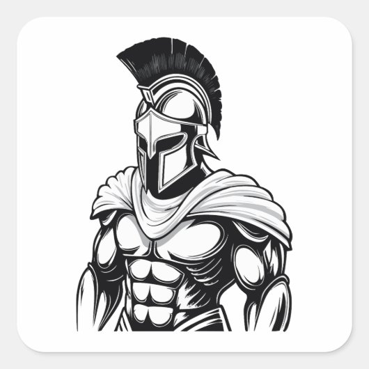 Spartaanse krijger vierkante sticker (Voorkant)