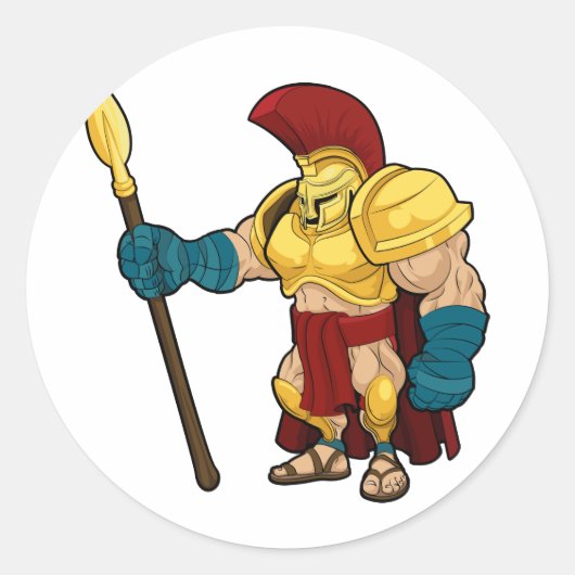 Spartaanse of Trojaanse Gladiator Ronde Sticker (Voorkant)