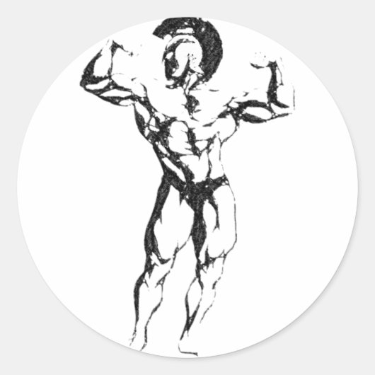 Spartaanse spier ronde sticker (Voorkant)