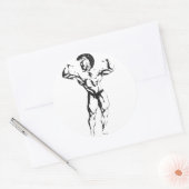 Spartaanse spier ronde sticker (Envelop)