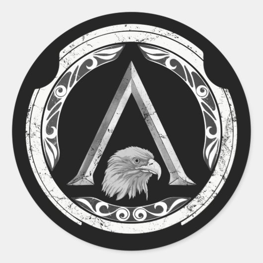 Spartan Eagle Greek Shield Classic Round Sticker (Voorkant)