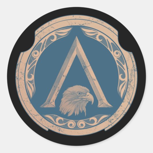 Spartan Eagle Greek Shield Classic Round Sticker (Voorkant)