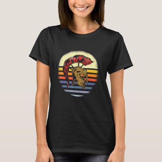Spartan Gladiator Warrior Sparta Helmet Retro Suns T-shirt (Voorkant)