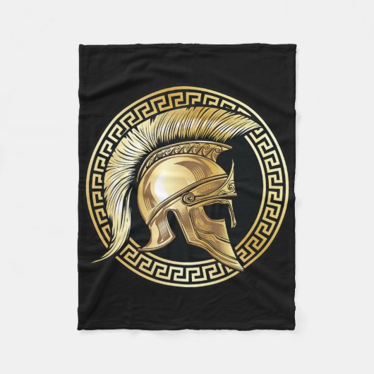 Spartan Helm Gouden Gladiator Sparta Griekse Worko Fleece Deken (Voorkant)