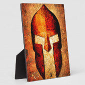 Spartan helm op de achtergrond van de Rust met een Fotoplaat (Zijkant)