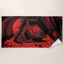Spartan Helmet Beach Towel – Red Warrior Art Strandlaken