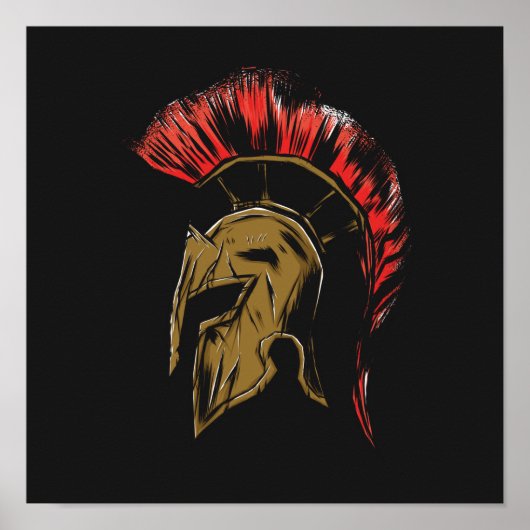 Spartan Helmet Illustratie Poster (Voorkant)