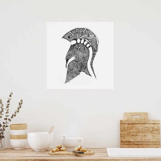 Spartan Helmet Sketch Poster (Keuken)