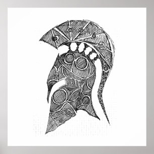 Spartan Helmet Sketch Poster