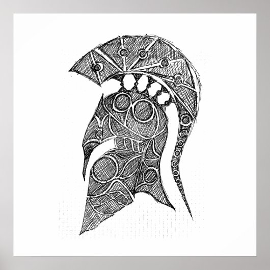 Spartan Helmet Sketch Poster (Voorkant)