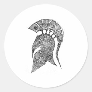 Spartan Helmet Sketch Ronde Sticker