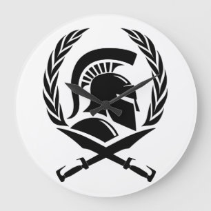 Spartan Helmet Wreath en Sword Grote Klok