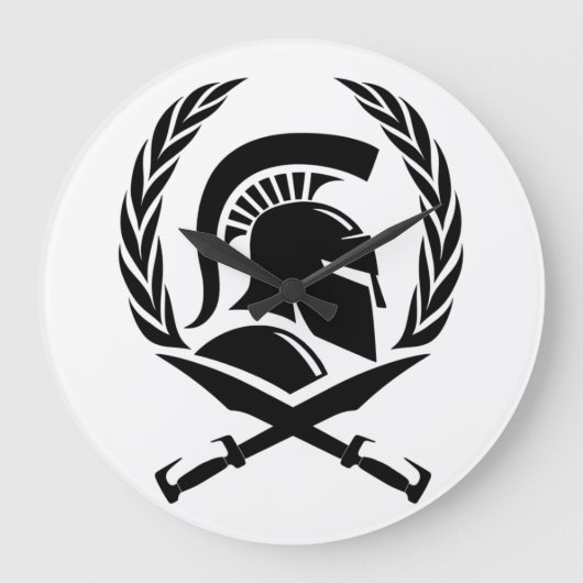 Spartan Helmet Wreath en Sword Grote Klok (Voorkant)