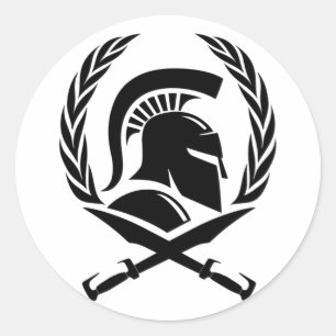 Spartan Helmet Wreath en Sword Ronde Sticker