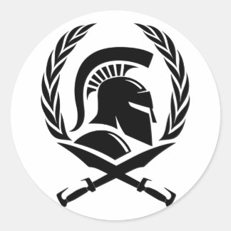 Spartan Helmet Wreath en Sword Ronde Sticker