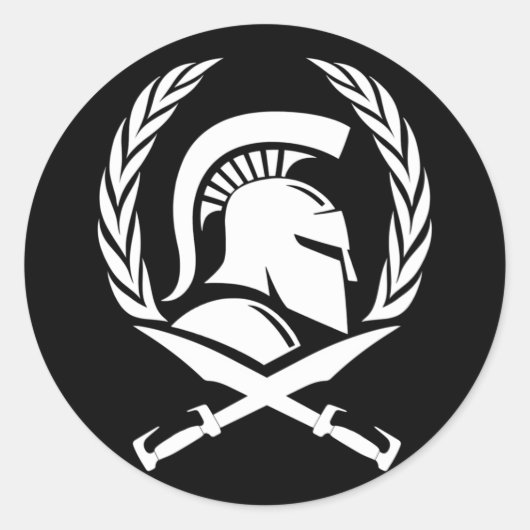 Spartan Helmet Wreath en Sword Ronde Sticker (Voorkant)