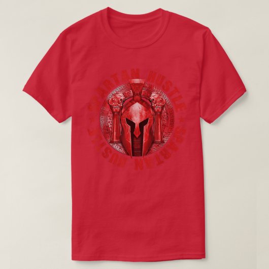 Spartan Hustle Red Workout Sparta Gladiator Motiv T-shirt (Design voorkant)
