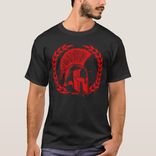 Spartan krijger helm gladiator training grieks sym t-shirt (Voorkant)