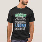  Spartan op zaterdag Leeuw op zondag Funny D T-shirt (Voorkant)