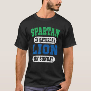 Spartan op zaterdag Leeuw op zondag Grappig Detroi T-shirt