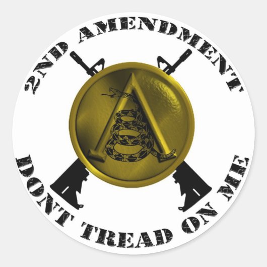 SPARTAN SCHILD EN GADSEN SLANG RONDE STICKER (Voorkant)