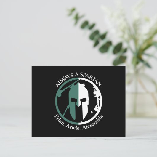 Spartan Strong Go Green Personalize Name Briefkaart (Staand voorkant)
