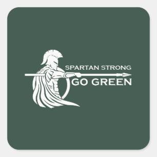 Spartan Strong Go Green Spartan Warriors Vierkante Sticker