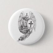 Spartan Warrior Angel Shield Rosary Tattoo Ronde Button 5,7 Cm (Voorkant)