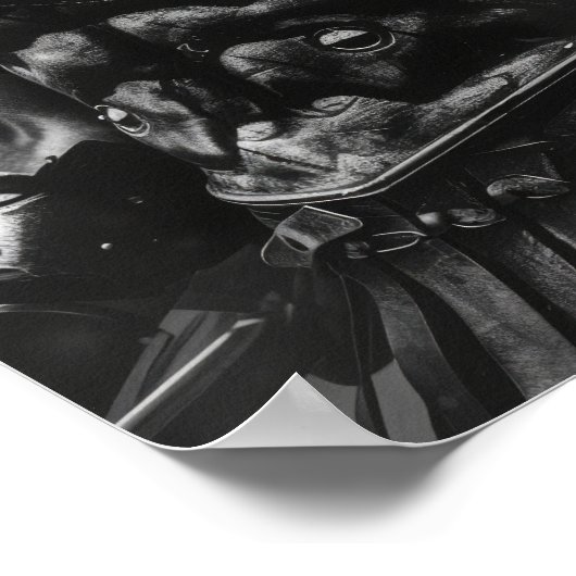 Spartan Warrior in zwart-wit pantser Poster (Hoek)