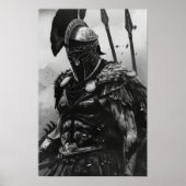 Spartan Warrior in zwart-wit pantser Poster (Voorkant)