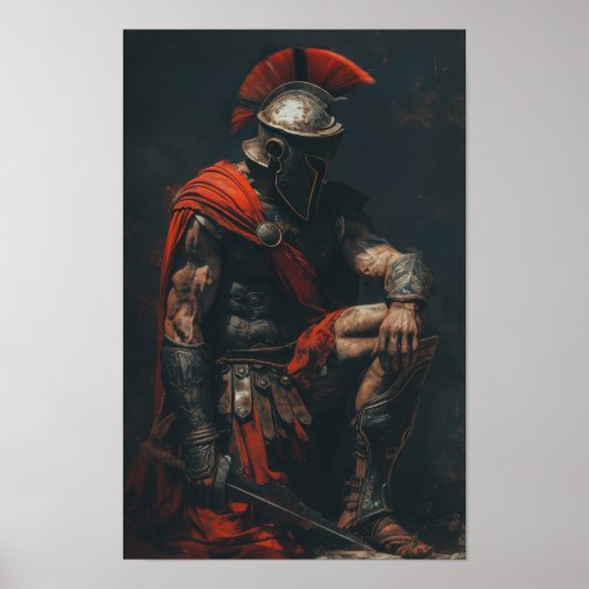 Spartan Warrior Kneeling Poster PNG (Voorkant)