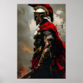 Spartan Warrior op groene achtergrond Poster (Voorkant)